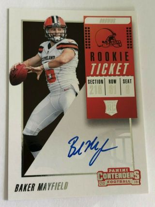 2018 Contenders Rookie Ticket Baker Mayfield Browns Rc Rookie Auto