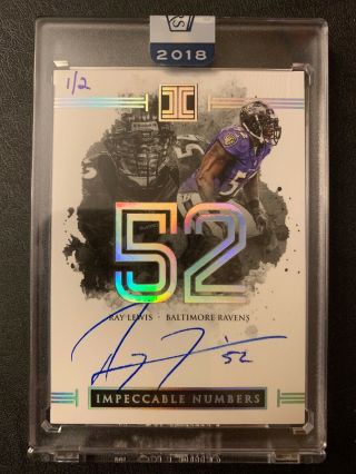2018 Honors Ray Lewis 1/2 Auto Impeccable Numbers Autograph Baltimore Ravens Hof
