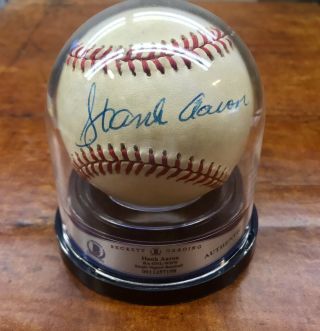 Hank Aaron Autographed Baseball | Beckett Certified Authentic | Encapsulated