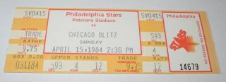 1984 United States Football League Usfl Philadelphia Stars Chicago Blitz Ticket