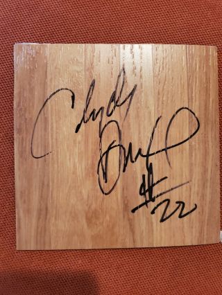 Clyde Drexler Signed 6x6 Floorboard Rockets Basketball Jersey Blazers Hof Auto