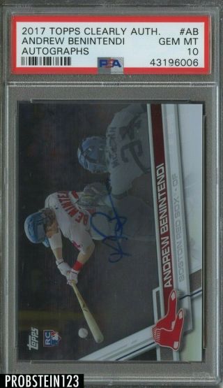 2017 Topps Clearly Authentic Andrew Benintendi Rc Rookie Auto Red Sox Psa 10