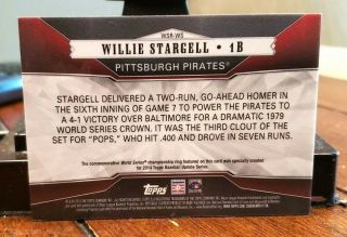2014 TOPPS WILLIE STARGELL WORLD SERIES CHAMPIONS COMMEMORATIVE RING CARD (1197) 2