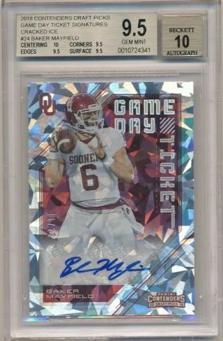 2018 Panini Contenders Cracked Ice Baker Mayfield Rc Auto /23 Bgs 9.  5 Gem