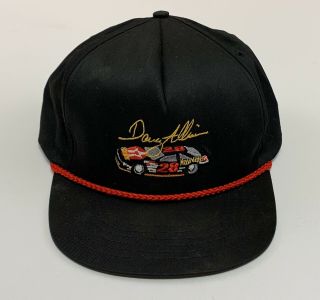 Vintage Davey Allison 28 Nascar Racing Hat Cap Snap Back Made Usa Black Texaco