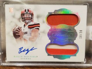 2018 Panini Flawless Baker Mayfield Rookie Dual Patch Auto Rpa Rc 18/20