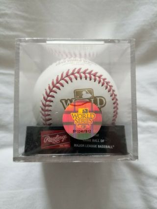 2010 World Series Baseball In Display Case And Plastic