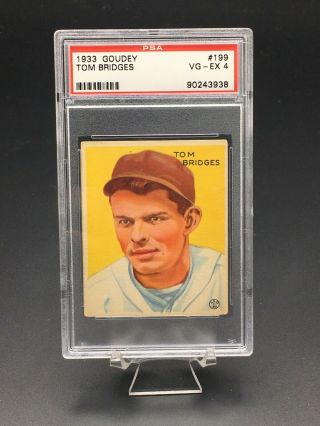 1933 Goudey Baseball Tom Bridges Psa Vg - Ex 4 199 Detroit Tigers
