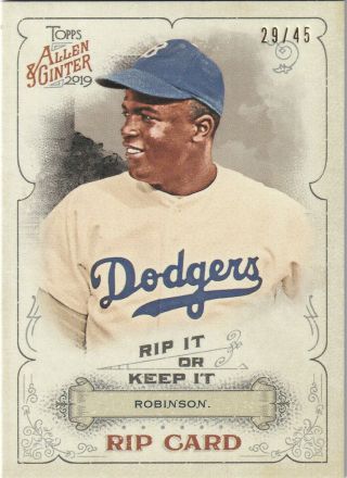 Jackie Robinson 2019 Topps Allen Ginter Unripped Rip Card 29/45 Rip - 72