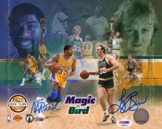 Larry Bird Celtics Magic Johnson Lakers Signed Autograph 8 X10 Photo Psa Dna