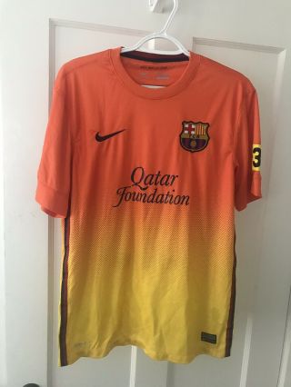 Nike Fcb Barcelona Soccer Jersey La Liga Medium Dri - Fit Spain Orange