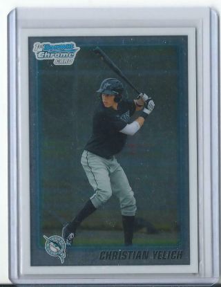 Christian Yelich 2010 Bowman Chrome Draft Pick Rookie Card Rc Brewers