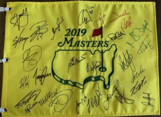 2019 Masters Field Flag Signed Crenshaw Reed Rahm Day Autographed Fathers Day