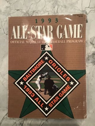 1993 Baseball All Star Game Official Program Al Vs Nl Baltimore