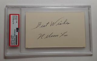Nellie Nelson Fox Signed 3x5 Index Card Psa/dna Hof Auto Chicago White Sox
