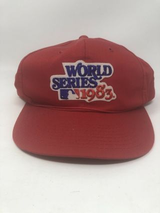 Vintage 1983 World Series Snap Back Trucker Hat Baseball Cap Vgc Mlb