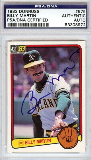 Billy Martin Autographed Signed 1983 Donruss Card 575 Oakland A 