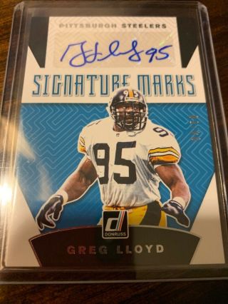 2019 Donruss Greg Lloyd Signature Marks Auto,  Pittsburgh Steelers 4/50 Sp