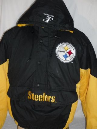 Vintage Pittsburgh Steelers Pro Line Logo Athletic Coat Jacket Size Large L