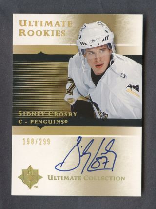 2005 - 06 Ud Ultimate 91 Sidney Crosby Penguins Rc Rookie Auto 198/299