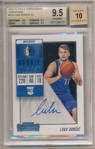 Luka Doncic 2018/19 Panini Contenders Variation Autograph Rc Auto Bgs 9.  5 Gem 10
