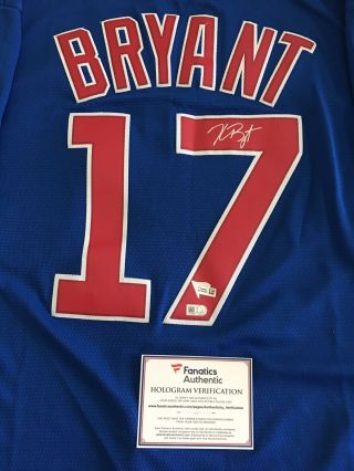 KRIS BRYANT Autographed/Signed Majestic Chicago Cubs Blue Jersey FANATICS 2
