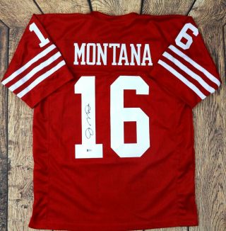 Joe Montana Autographed Pro Style Custom Red Jersey Beckett Authenticated