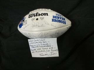 1991 Denver Broncos Team Signed Football Facsimile Autographs Autographed Ball