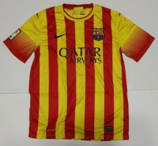 FC Barcelona Nike Jersey Soccer Red Yellow Striped Men ' s Medium M 2