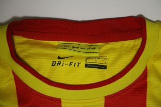 FC Barcelona Nike Jersey Soccer Red Yellow Striped Men ' s Medium M 6