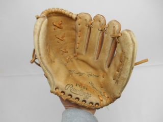 Old Vtg Rawlings Leather Baseball Glove Mitt Mickey Rivers Autograph