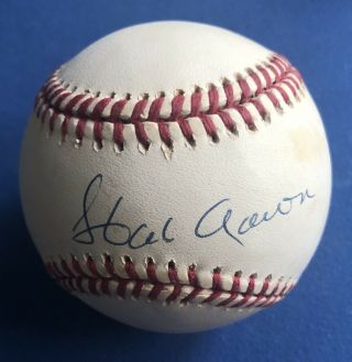 Hank Aaron,  Braves,  Signed Autographed Official National League Baseball W/.