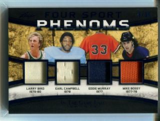 2019 Leaf In The Game 4 Jersey 8/30 Larry Bird/earl Campbell/mike Bossy.