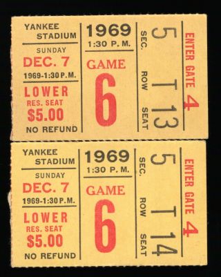 2 December 7,  1969 York Giants Vs St.  Louis Cardinals Ticket Stubs 49 - 6 Nyg
