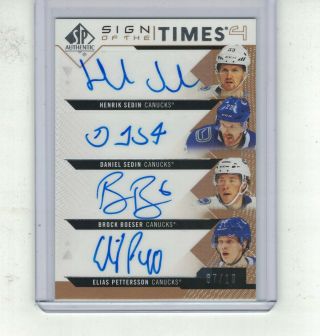 Daniel/h.  Sedin/pettersson/boeser Sp Authentic 2018 - 19 Auto Sign Of The Times 4
