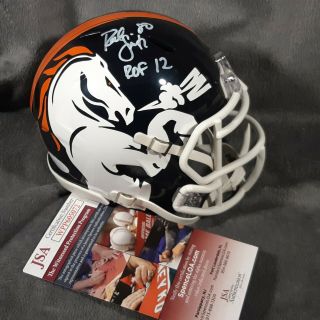 Rod Smith Signed Denver Broncos Mini Helmet Jsa Witness Mascot Custom Speed