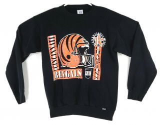 Logo 7 Mens Medium Long Sleeve Cincinnati Bengals Sweatshirt Black 90s Vintage