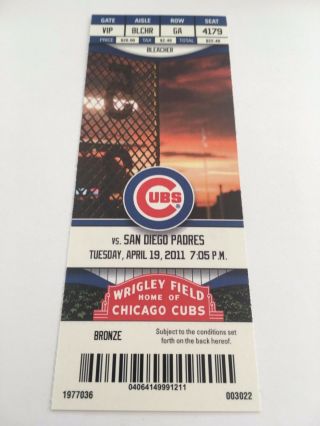 Alfonso Soriano Hr 320 4/19/2011 Moved 2nd Game 4/20/11 Cubs Padres Full Ticket