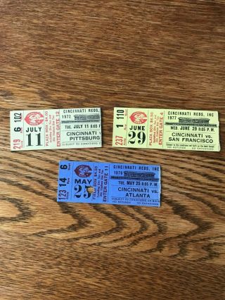 Cincinnati Reds Ticket Stubs From 1972,  1976,  And 1977.  Total Of (3) Stubs