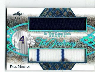 2019 Leaf In The Game Paul Molitor Dual Game - Jersey 4/7 Jersey