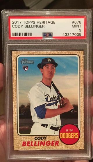 2017 Topps Heritage 678 Cody Bellinger Rc Psa 9 Dodgers Rookie