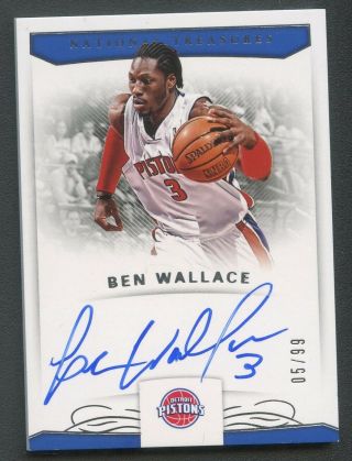 2017 - 18 National Treasures Ben Wallace Signed Auto 5/99 Detroit Pistons