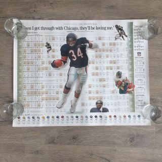 Vintage Walter Payton Chicago Bears Career Stats Retirement Poster 22x28”