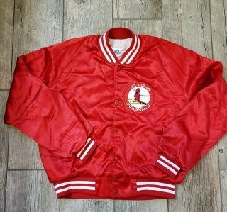 Vtg 80’s 90s St.  Louis Cardinals Red Satin Jacket Size Xl By Chalk Line Guc
