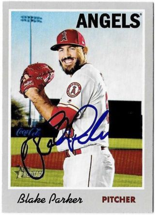 2019 Topps Heritage Blake Parker Signed Autograph Auto Los Angeles Angels Twins