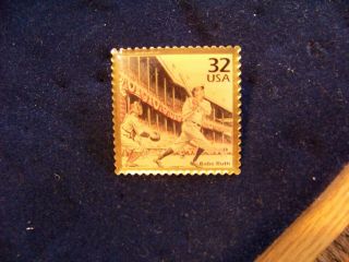 1998 Babe Ruth Usps Metal Stamp Pin Ny York Yankees Hall Of Fame C28759