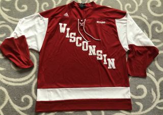 University Of Wisconsin Badgers Adidas Wcha Hockey Jersey Size 2xl