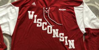 University of Wisconsin Badgers Adidas WCHA Hockey Jersey Size 2XL 2