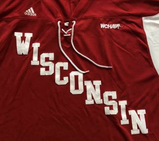 University of Wisconsin Badgers Adidas WCHA Hockey Jersey Size 2XL 3