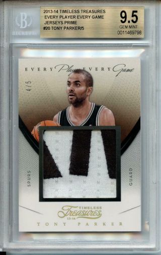 Tony Parker Nameplate Jumbo Jersey Patch 2013 - 14 Timeless Treasures 4/5 Bgs 9.  5